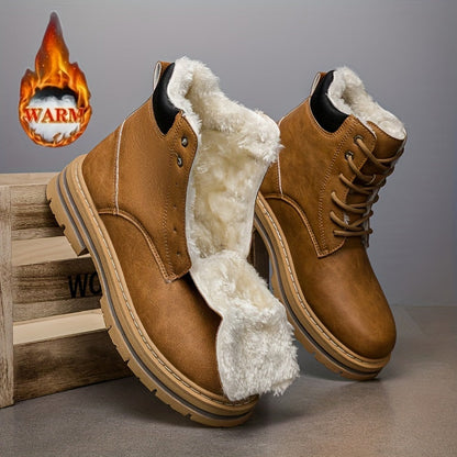 Herren Winterstiefel gefüttert Schnürstiefel Stiefelette mit Profilsohle