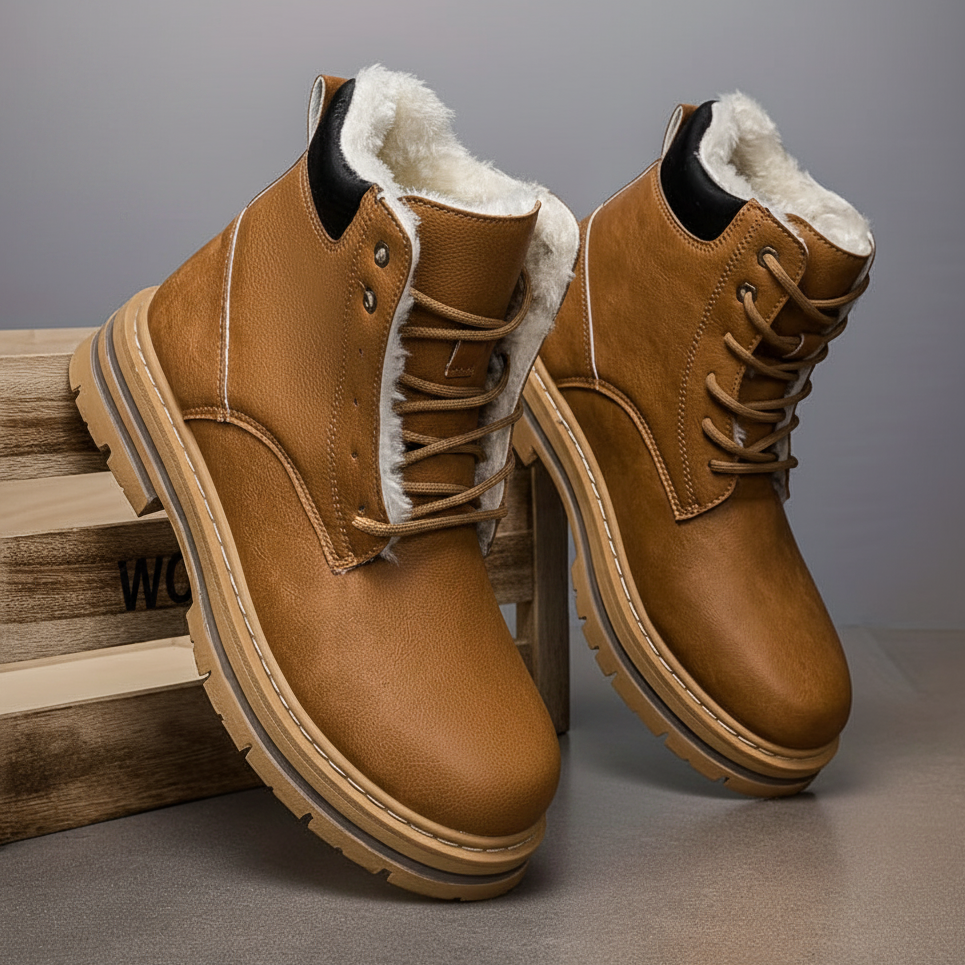 Herren Winterstiefel gefüttert Schnürstiefel Stiefelette mit Profilsohle