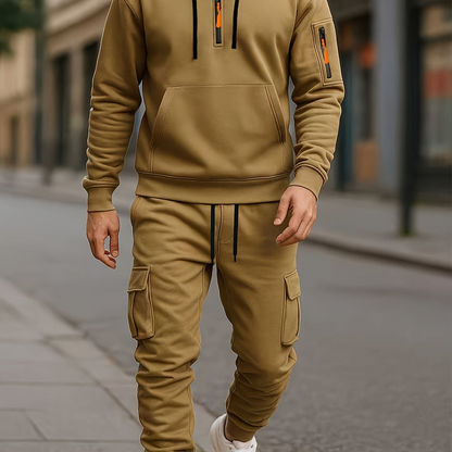 Herren Jogginganzug mit Hoodie & Cargo-Hose - Freizeitanzug mit Reißverschluss