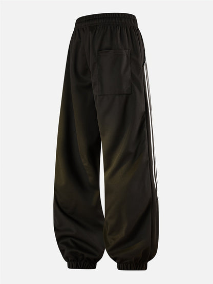 Herren Streetwear Jogginghose mit weitem Bein und Streifen – Urban Style Freizeit Trainingshose