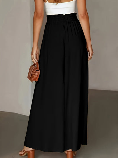 Damen Palazzo-Hose mit weitem Bein und Paperbag-Bund – Eleganter, fließender Stil für besondere Anlässe