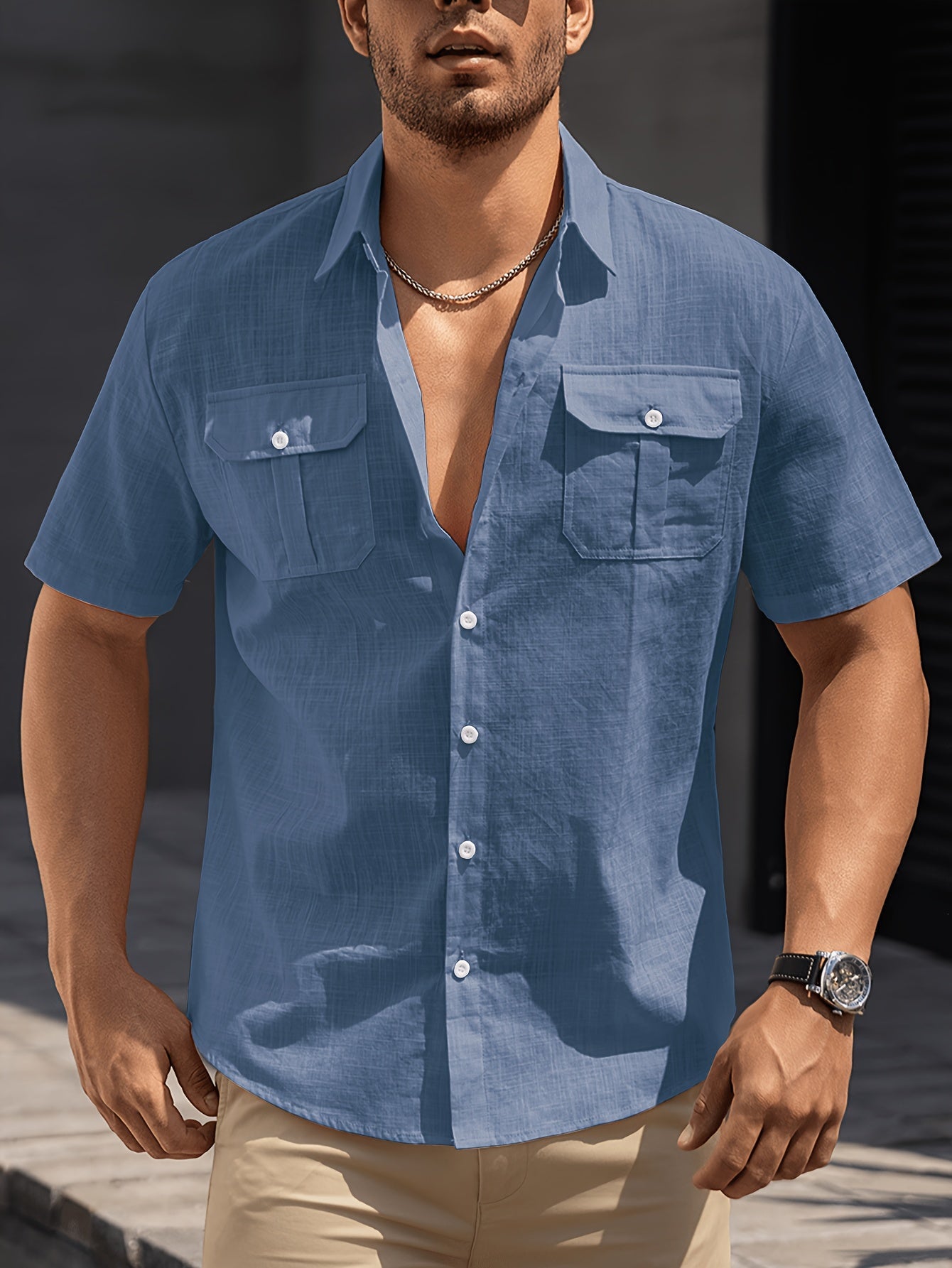 Herren Kurzarm Freizeithemd mit Brusttaschen – Legerer Sommer Style für Alltag und Urlaub