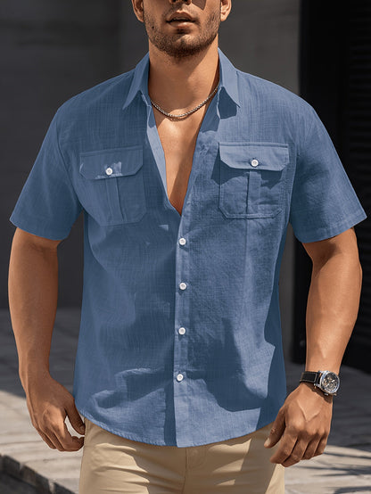 Herren Kurzarm Freizeithemd mit Brusttaschen – Legerer Sommer Style für Alltag und Urlaub