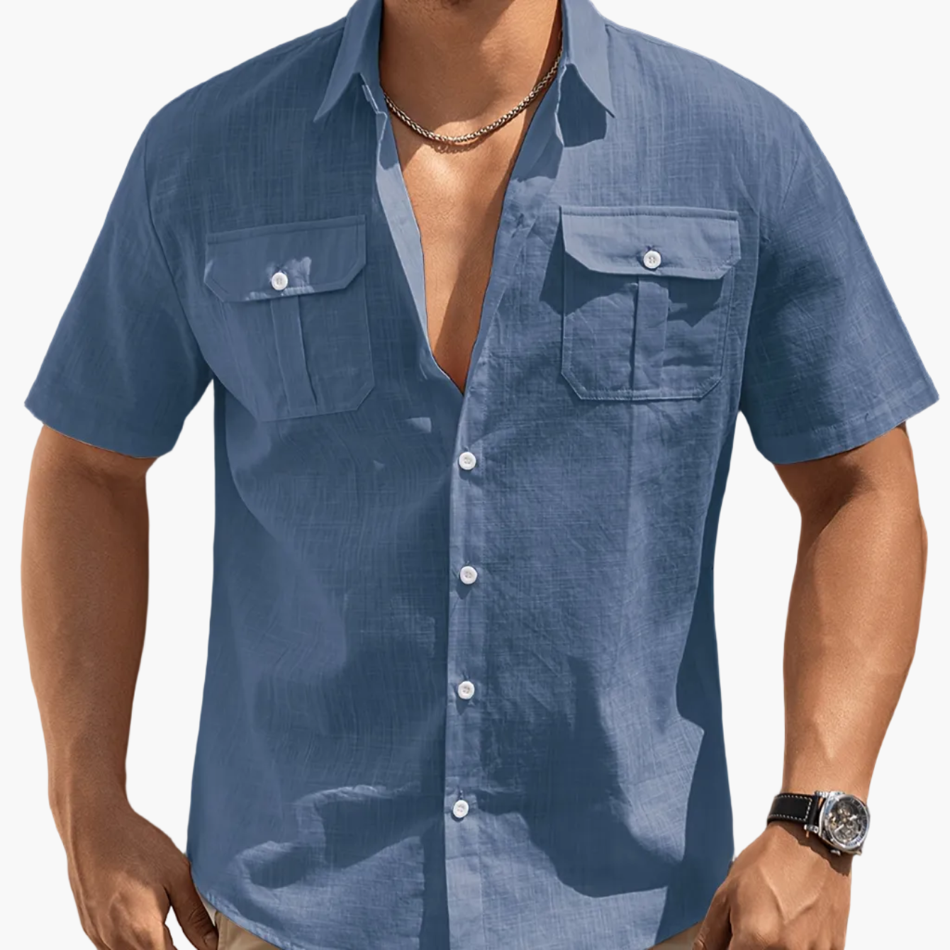 Herren Kurzarm Freizeithemd mit Brusttaschen – Legerer Sommer Style für Alltag und Urlaub
