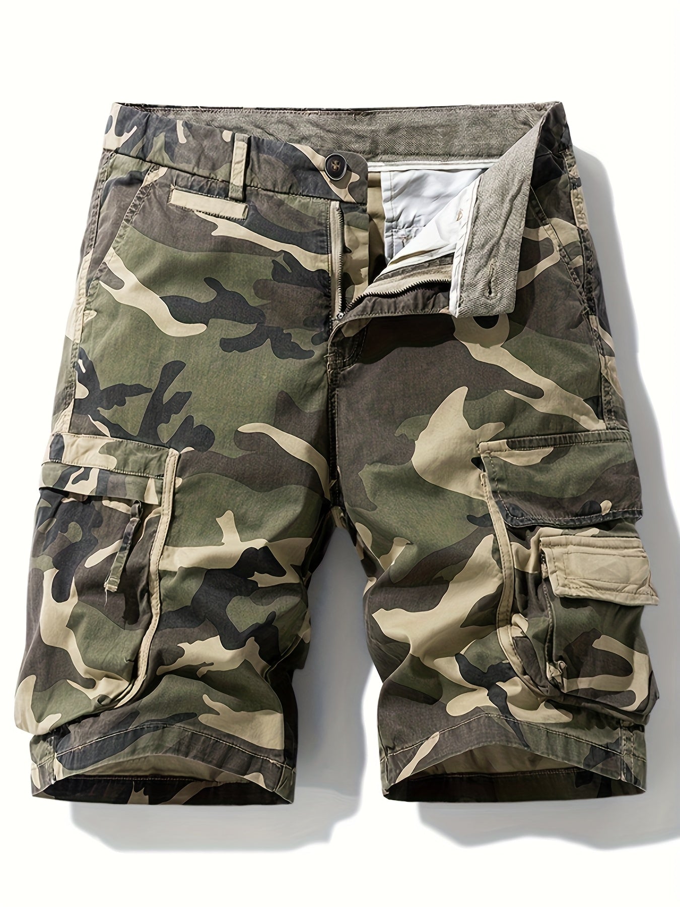 Herren Cargo-Shorts im Camouflage-Stil für Outdoor & Freizeit – Bequeme Cargoshorts mit großen Taschen