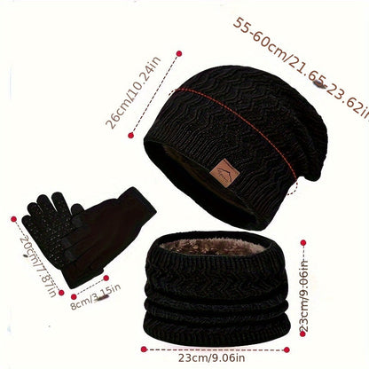 Winter Set Strickmütze Schlauchschal Handschuhe mit Touch-Funktion