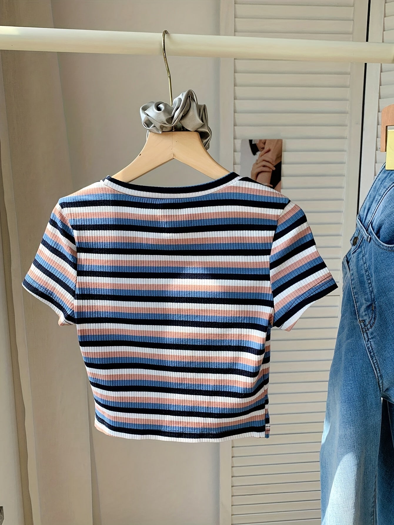 Damen Kurzarm Streifen T-Shirt – Retro Style für Alltag & Freizeit