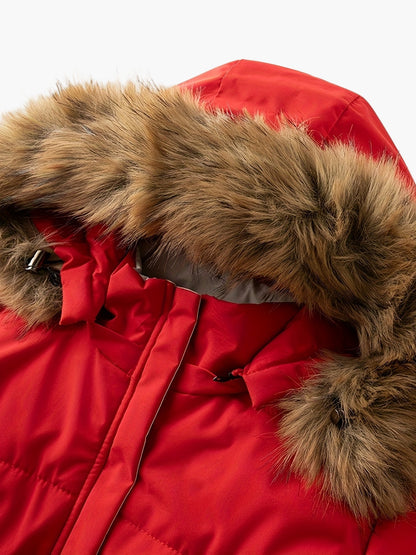 Damen Winter Steppmantel mit Kunstfellkapuze und Teddyfutter – Eleganter Alltagsmantel für kalte Tage
