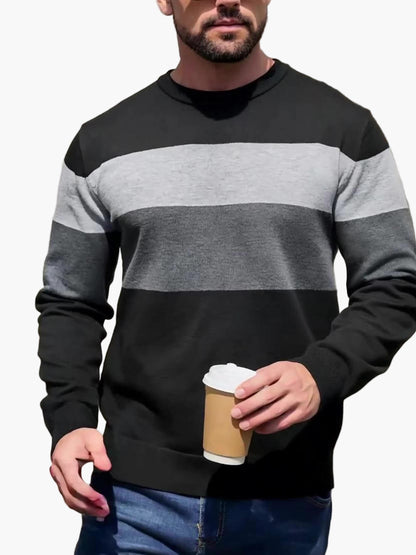 Herren Strickpullover mit Blockstreifen – Moderner Casual Look für Herbst und Winter