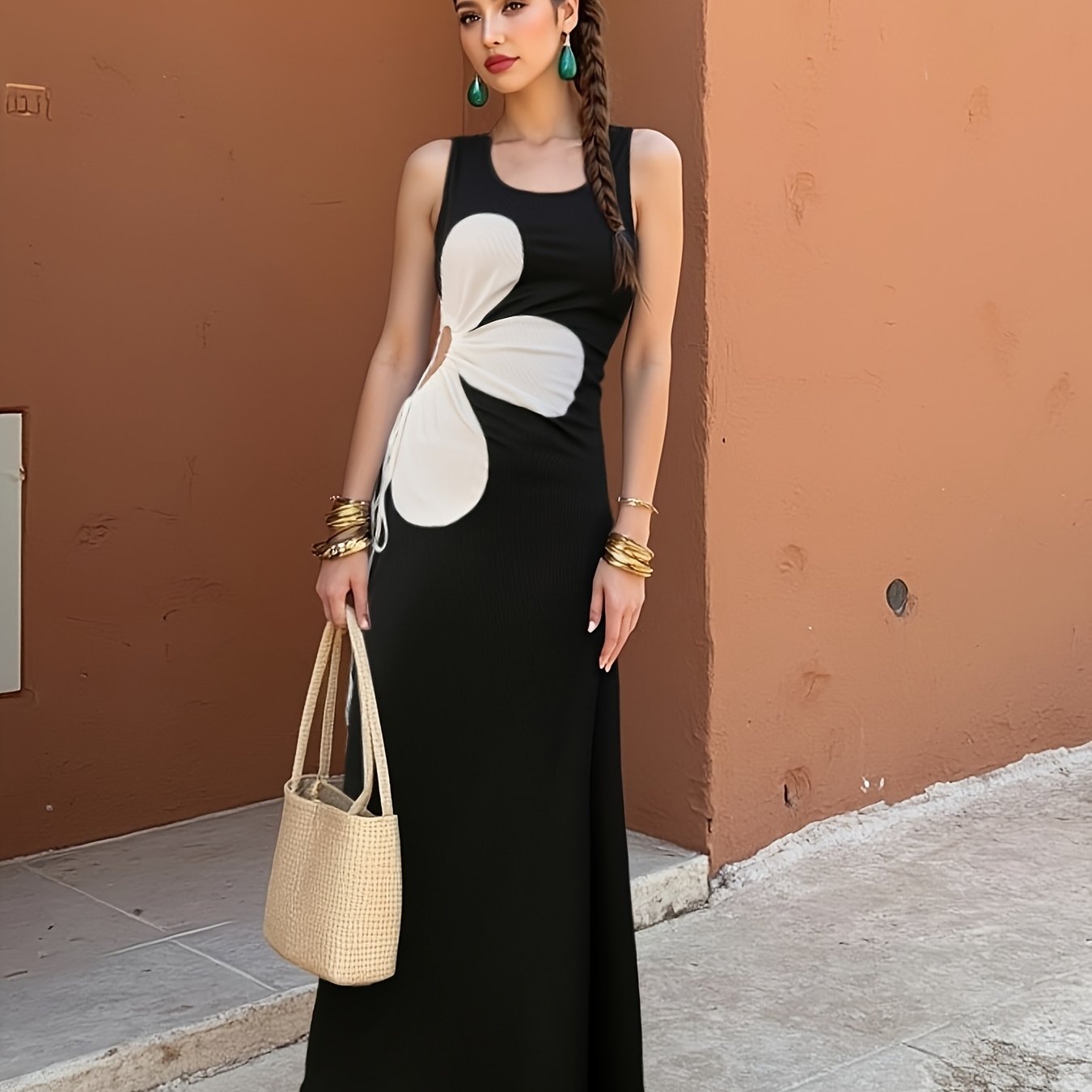 Damen Bodycon Kleid mit Blumen Cut-Out und modischem Design – Ideal für Partys und Sommer-Events