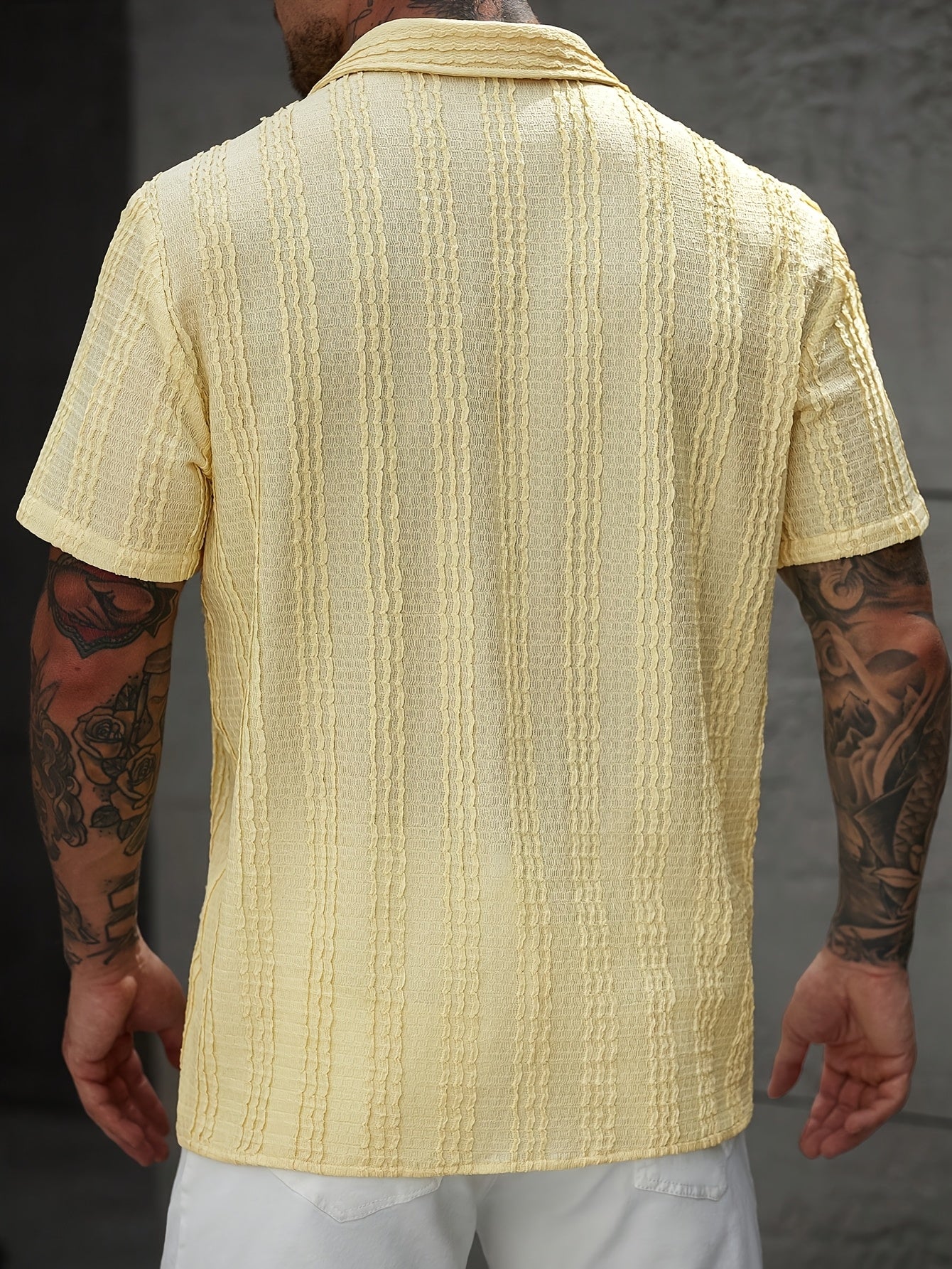 Herren Kurzarm Freizeithemd mit Knopfleiste und Retro-Streifen – Perfekt für Sommer & Freizeit