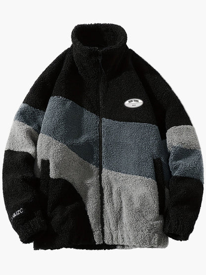 Herren Fleecejacke im Preppy Stil – Weicher Colorblock Softshell für Freizeit & Alltag