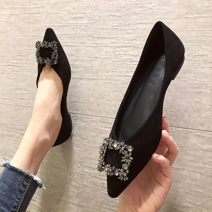 Damen Elegante Spitz-Toe Ballerinas mit Verzierung für festliche Anlässe