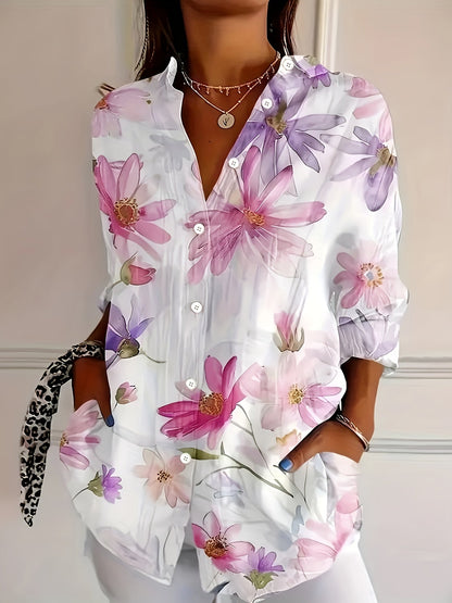 Damen Blusenshirt mit Blumenmuster – Elegante Freizeitmode für Frühling und Sommer