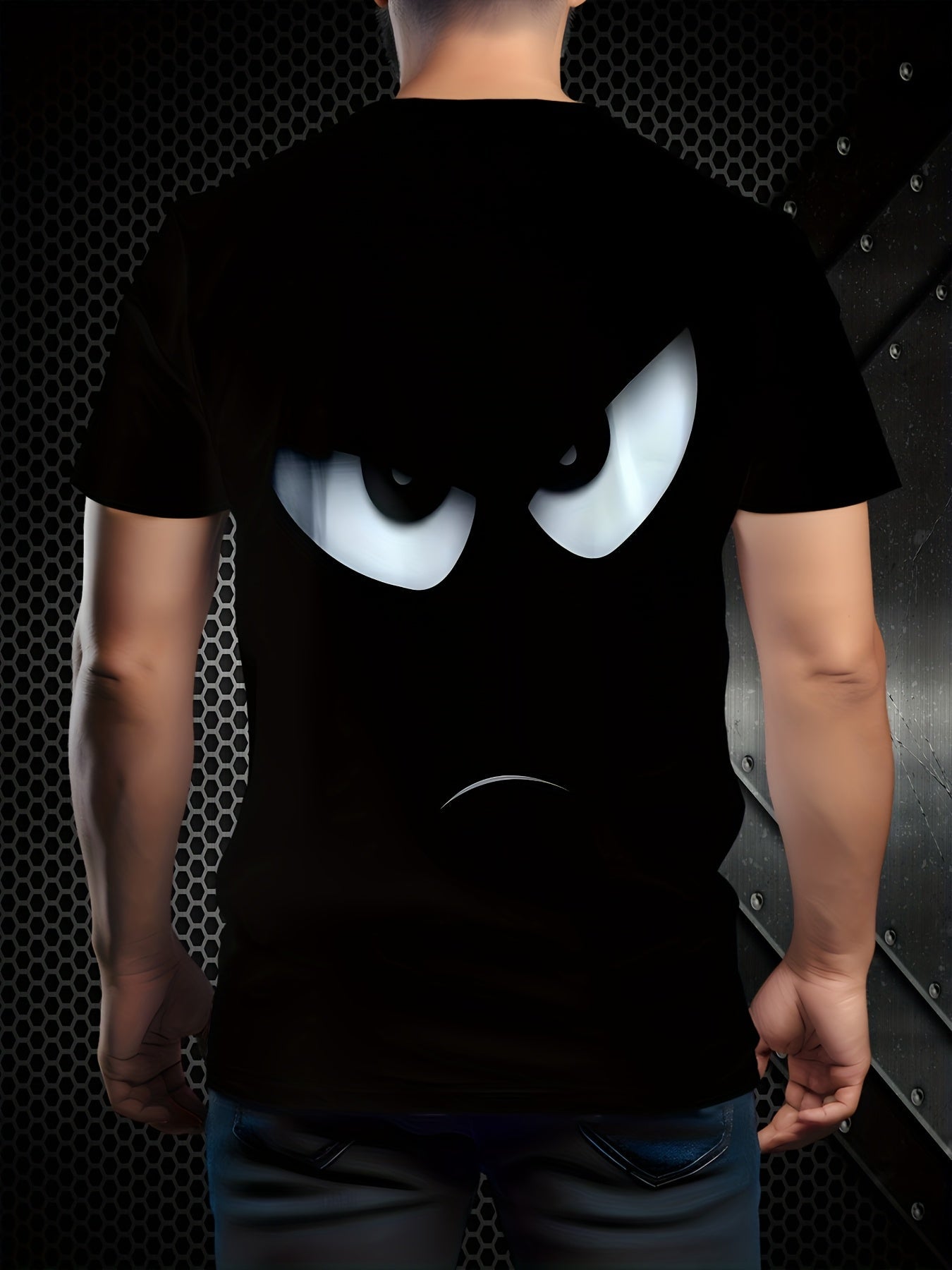 Herren T-Shirt mit lustigem Augen-Print – Casual Style für Alltag und Freizeit
