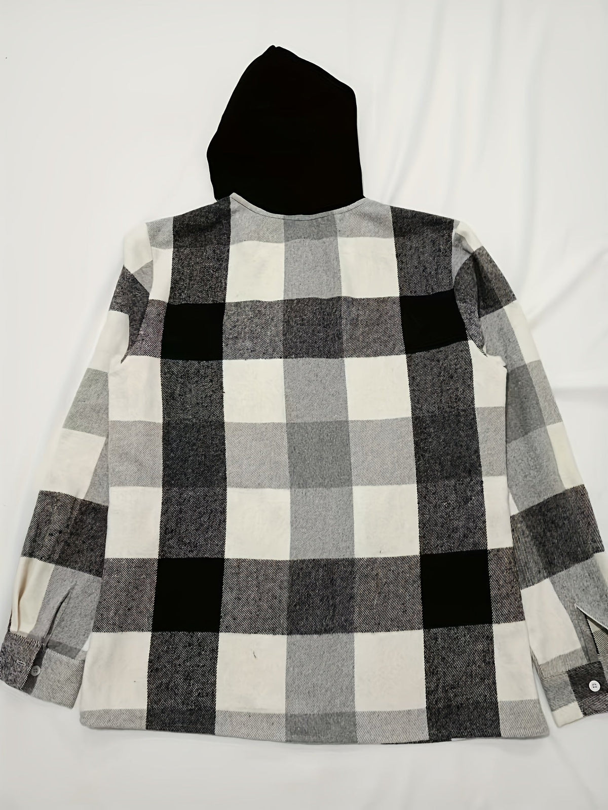 Herren Kariertes Hemdjacke mit Kapuze, Langarm, Knöpfen und Brusttasche