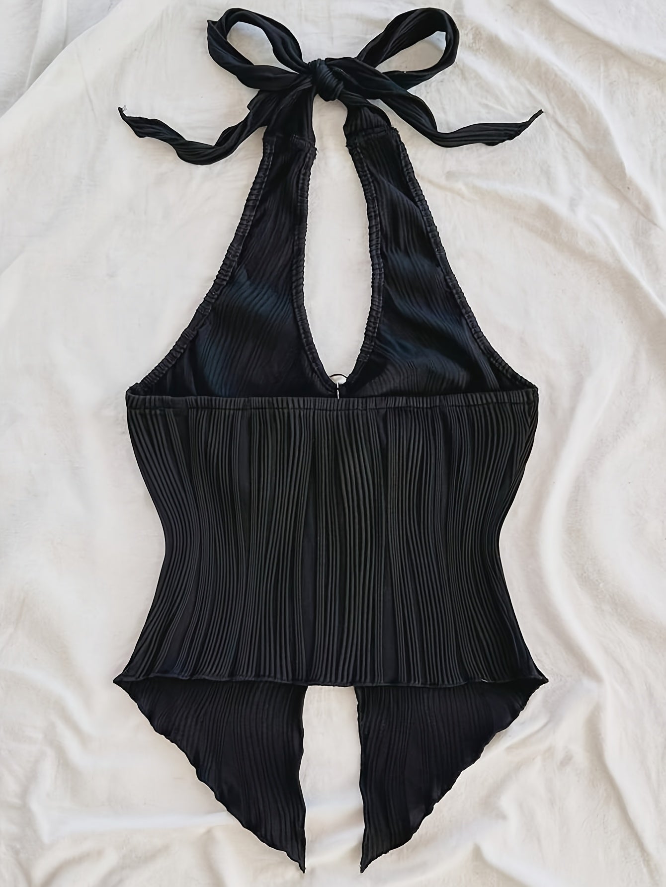 Damen Halterneck Party Top mit Raffungen und extravagantem Schnitt