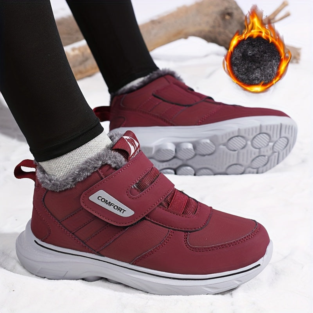 Unisex Winterstiefel mit Klettverschluss Fütterung Warm Schneestiefel Outdoor