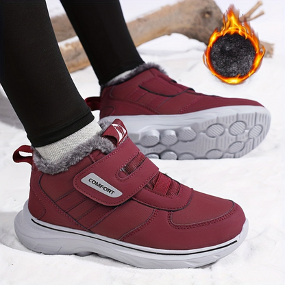 Unisex Winterstiefel mit Klettverschluss Fütterung Warm Schneestiefel Outdoor