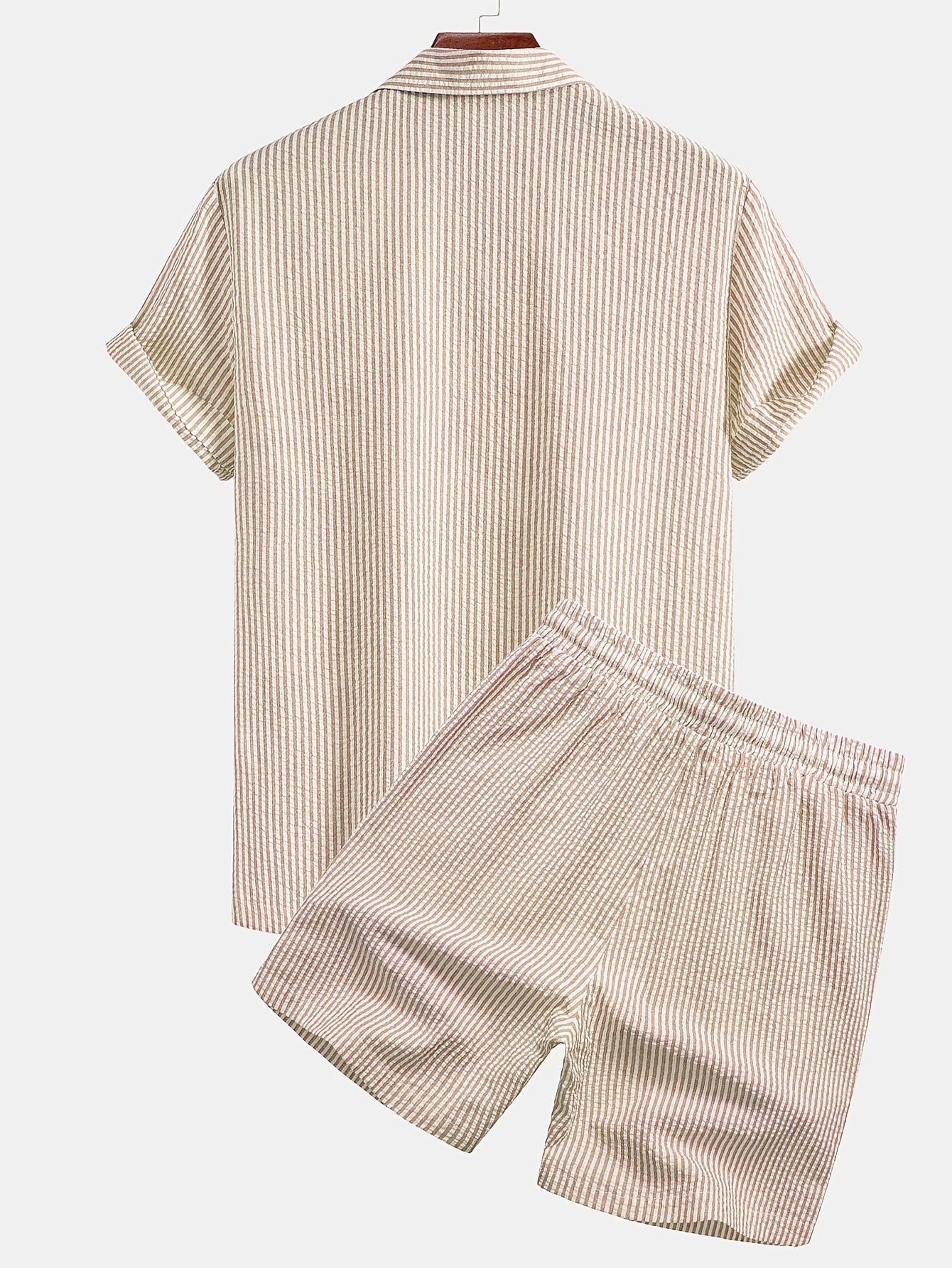 Herren Set Kurzarmhemd und Shorts mit Streifen – Stilvolles Freizeit-Outfit für Strand und Sommer