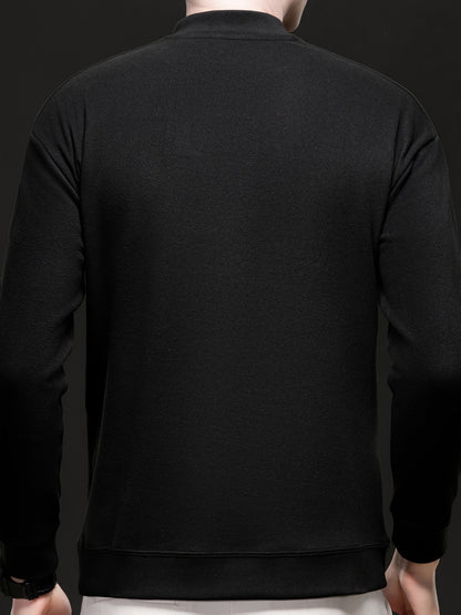Herren Halb-Reißverschluss Sweatshirt Stehkragen Langarm Weiß