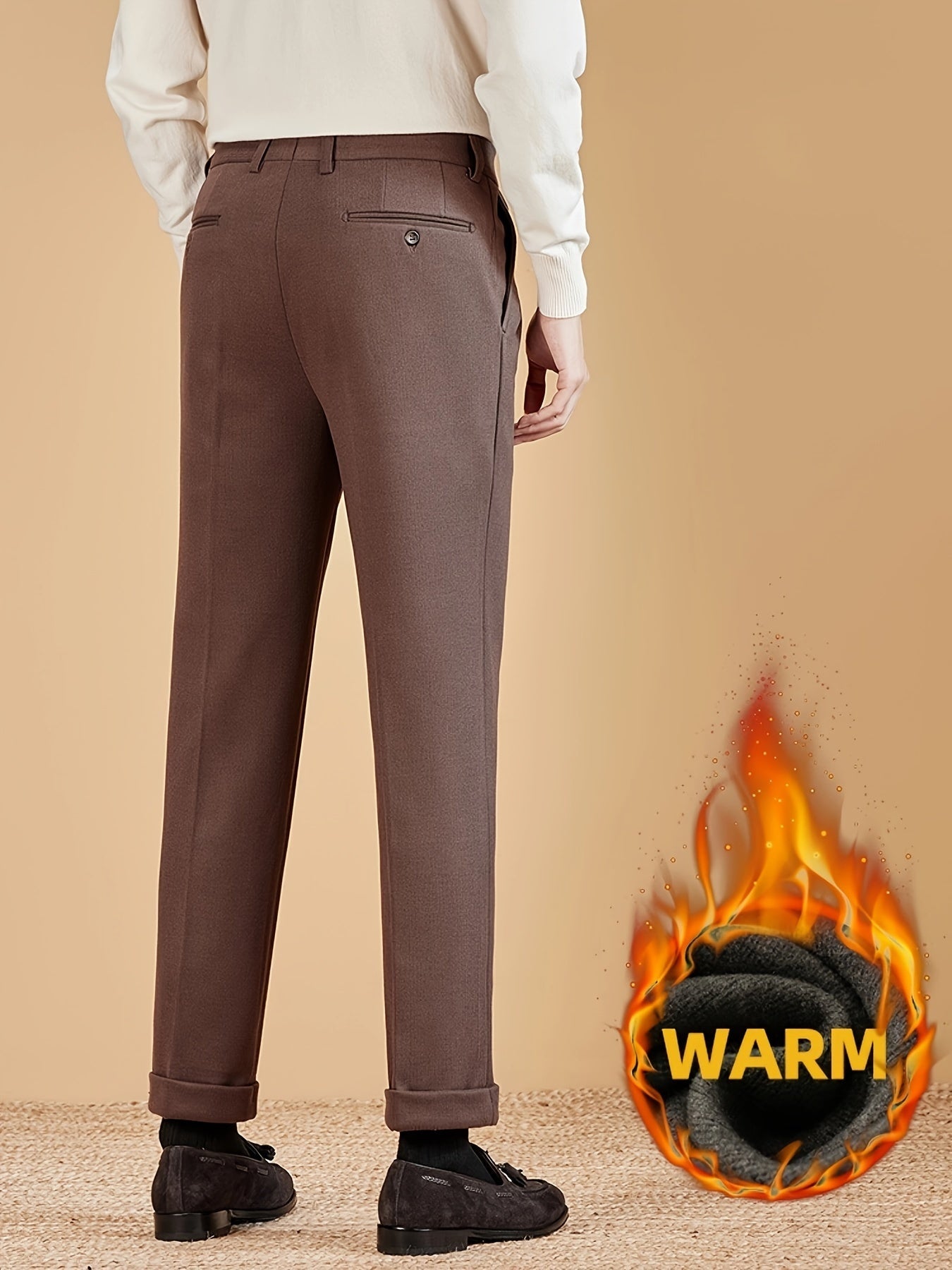 Herren Freizeithose mit Bundfalten – gefütterte Stoffhose