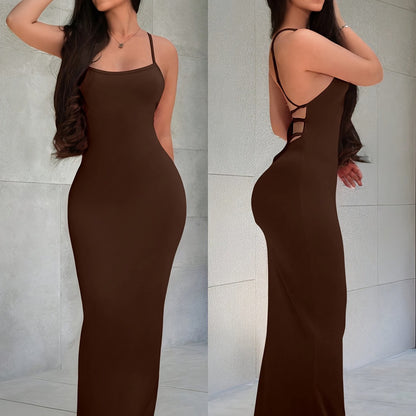 Damen Maxikleid mit offenem Rücken und Schnürdetails – Elegantes Abendkleid für besondere Anlässe