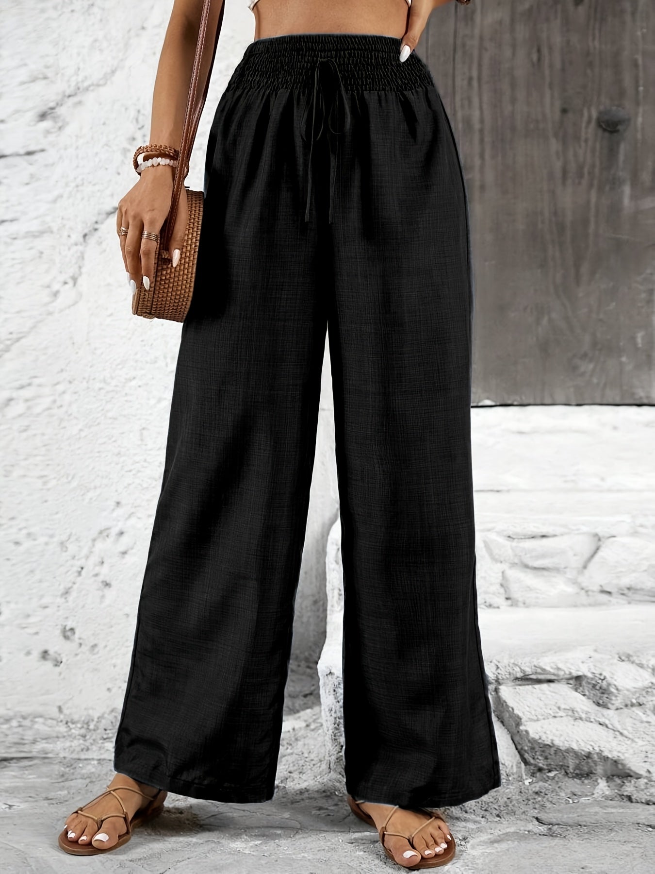 Damen Weite Freizeithose mit Elastikbund – Eleganter Stil für Alltag und Urlaub