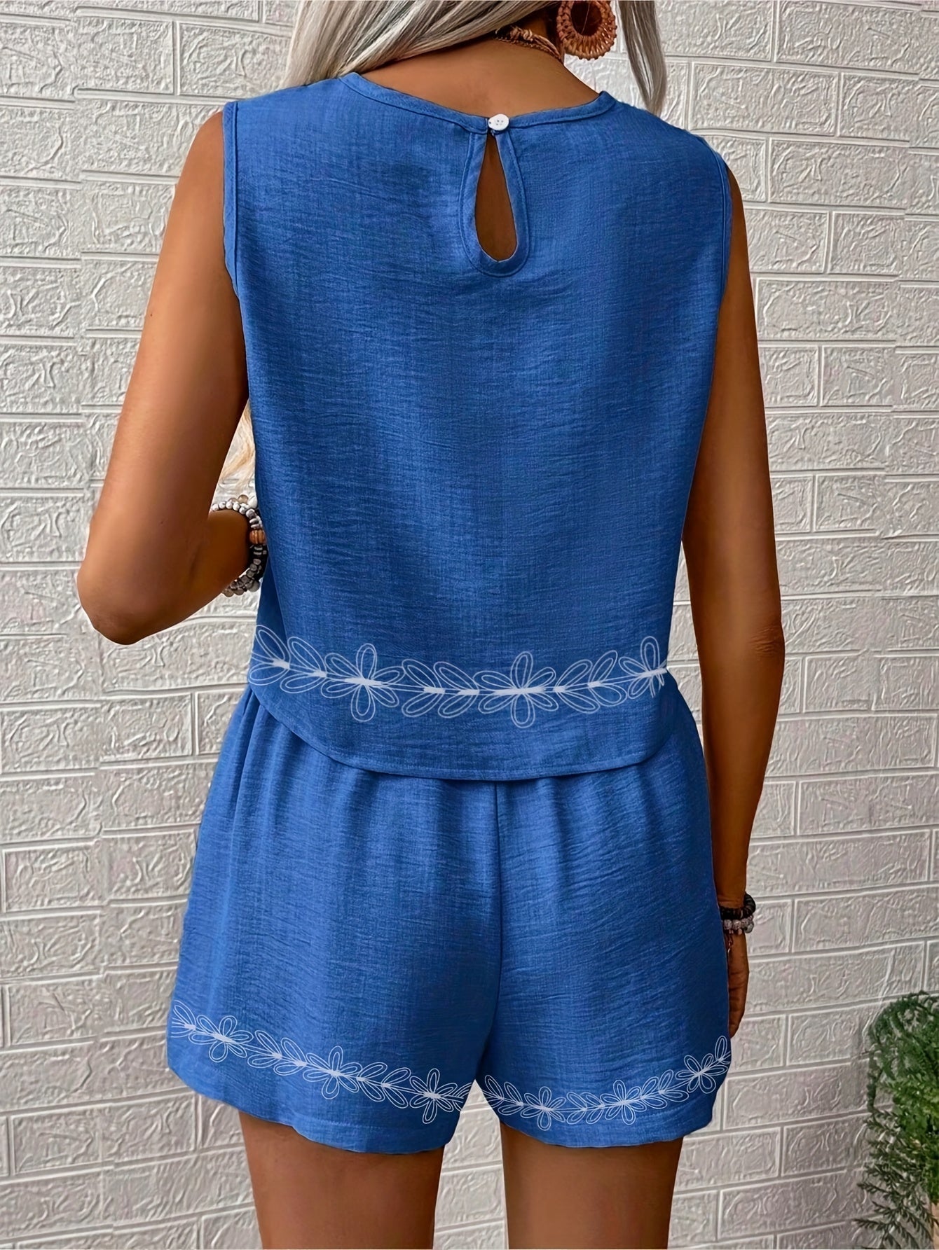 Damen Sommer-Set mit ärmellosem Top und Shorts im Boho-Stil – Freizeit Zweiteiler für Alltag & Urlaub