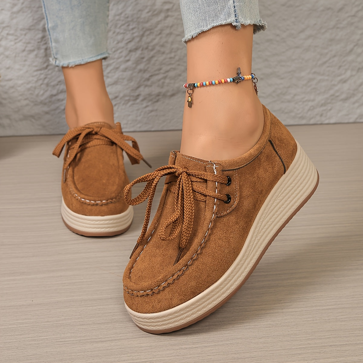 Damen Plateau-Sneaker im Casual-Look – Komfortable Freizeitschuhe mit Schnürung