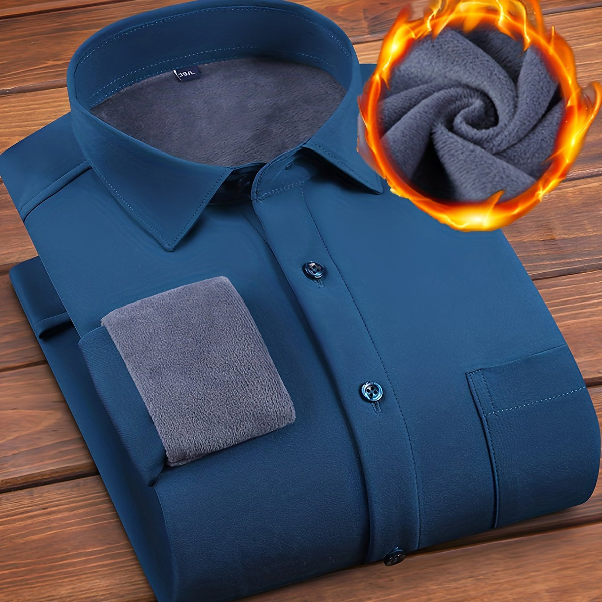 Herren Winterhemd Langarm mit Brusttasche und Fleecefutter