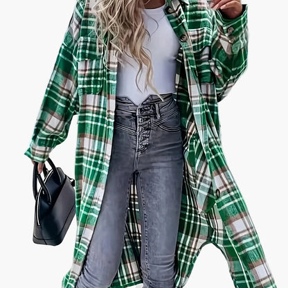 Damen Freizeit Karo Hemdjacke im Oversized Look – Perfekt für den Alltag