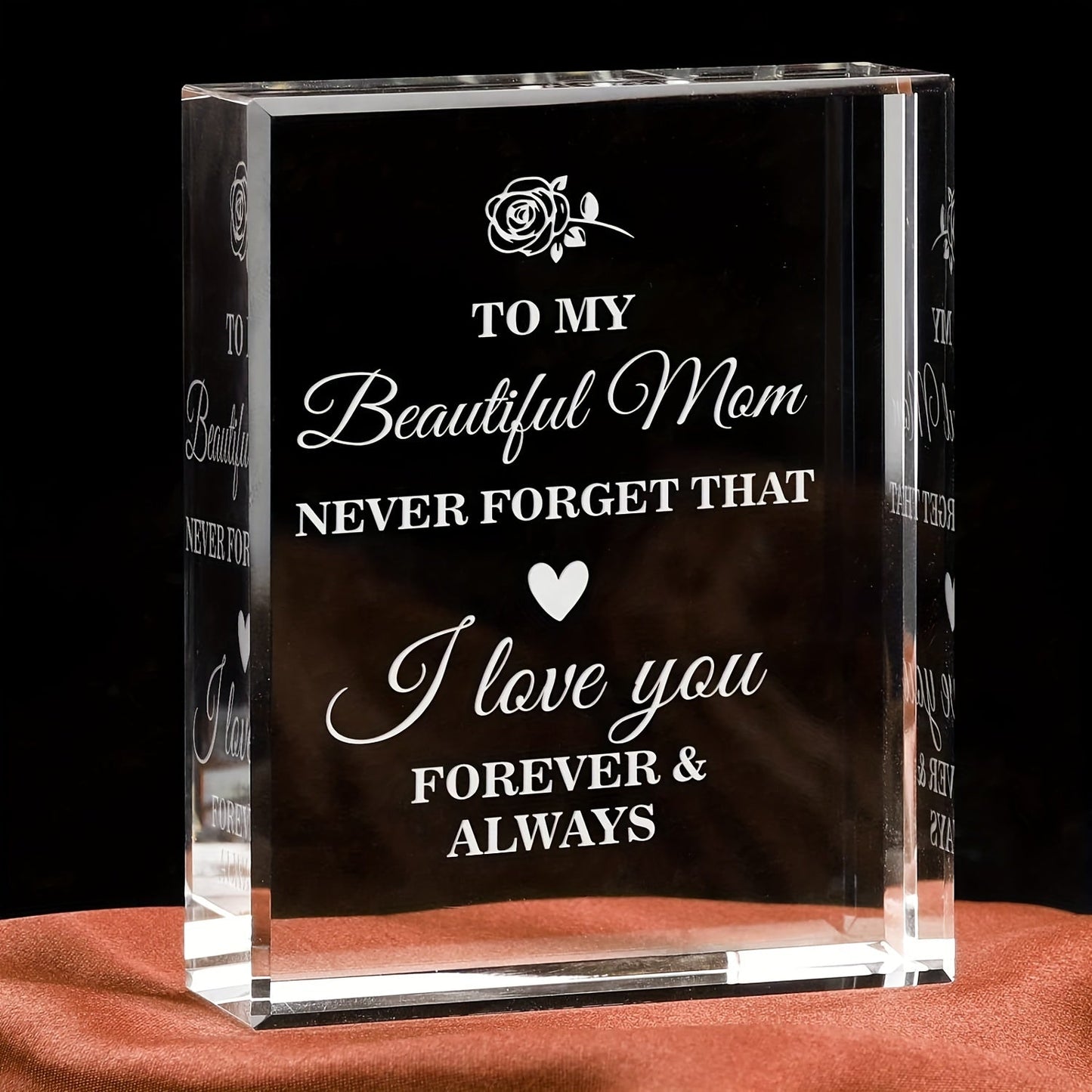 Muttertag Kristall Dekoration – Elegantes Acrylglas Geschenk für Frauen mit Gravur 'Für meine schöne Mama, ich liebe dich für immer' – Stilvolles Andenken für Zuhause