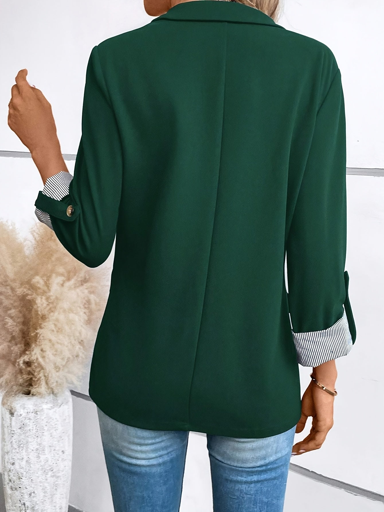 Damen Blazer Elegant Business Freizeit Sakko mit Krempelärmeln – Stilvoll für Büro und Alltag