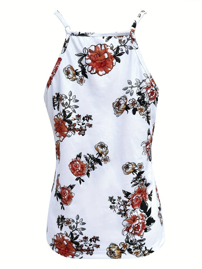 Damen Spaghettiträger Top mit floraler Spitze – Sommer Freizeit Sexy Oberteil