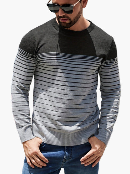 Herren Strickpullover mit Streifenmuster – Modischer Freizeit-Look für Alltag und Büro