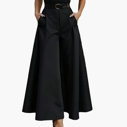 Damen Elegante Weite High Waist Palazzo Hose – Stilvolle Business & Freizeit Culotte mit Gürtel