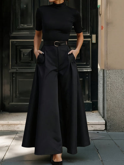 Damen Weitbeinige Palazzo-Hose Eleganter High-Waist Business & Abend-Look