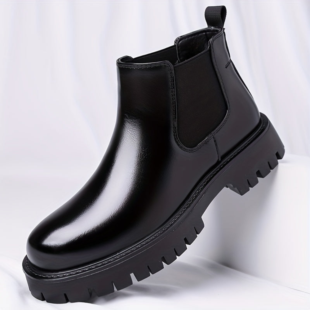 Schwarze Chelsea Boots mit Profilsohle für Damen