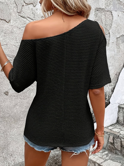 Damen Off-Shoulder Strickshirt Lässig Sommer Streetstyle