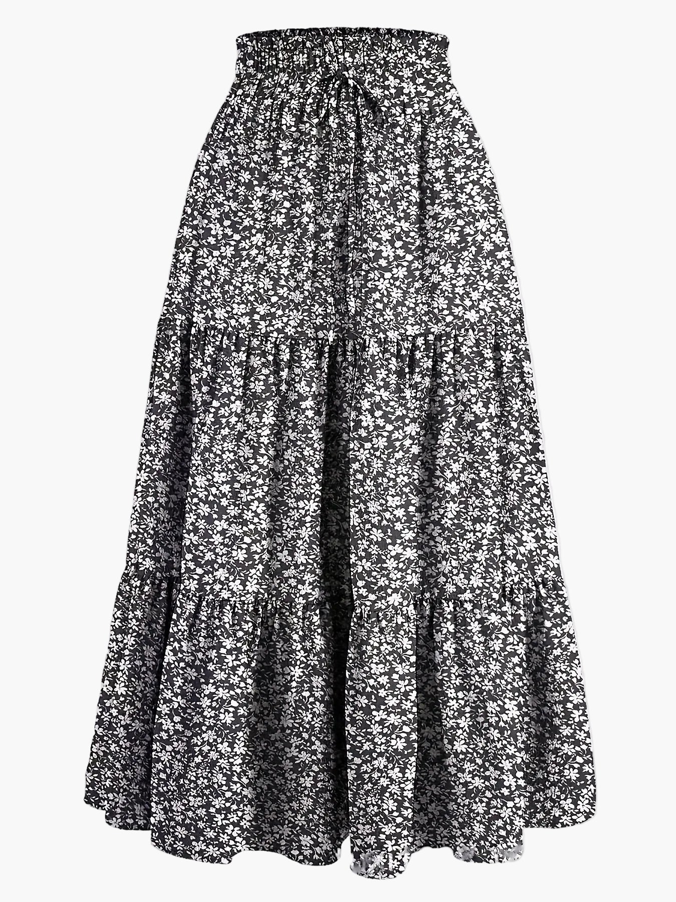 Damen Stufenrock mit hoher Taille und Bindegürtel – Eleganter Freizeit- und Sommerrock