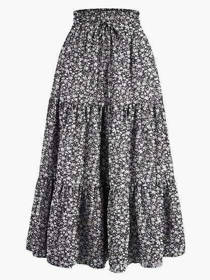 Damen Stufenrock mit hoher Taille und Bindegürtel – Eleganter Freizeit- und Sommerrock