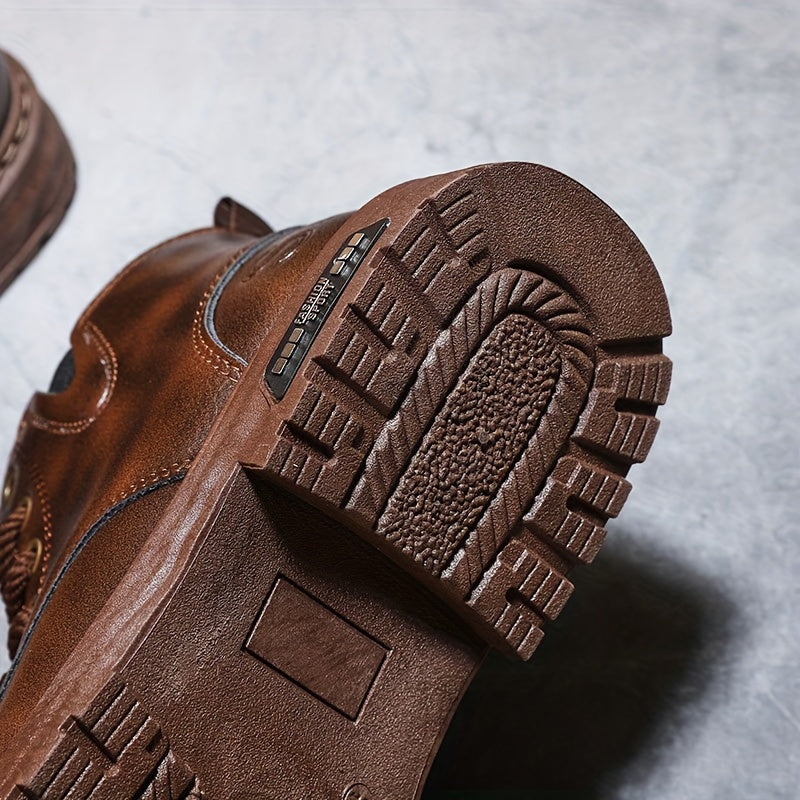 Robuste Herren Winterstiefel mit Schnürung und Reißverschluss, gefüttert, in Braun und Schwarz