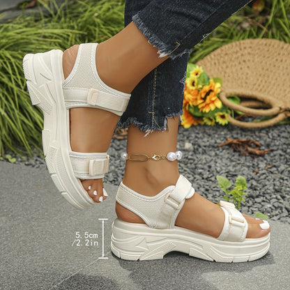 Damen Plateau-Sandalen mit Klettverschluss für Alltag und Freizeit – Sportlicher Look