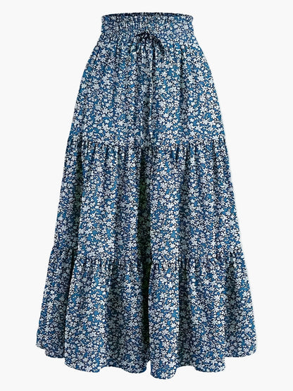 Damen Stufenrock mit hoher Taille und Bindegürtel – Eleganter Freizeit- und Sommerrock