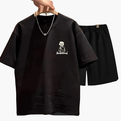 Herren Sommer Freizeit Set – T-Shirt & Shorts mit Print, Modernes Lounge- und Streetwear-Outfit