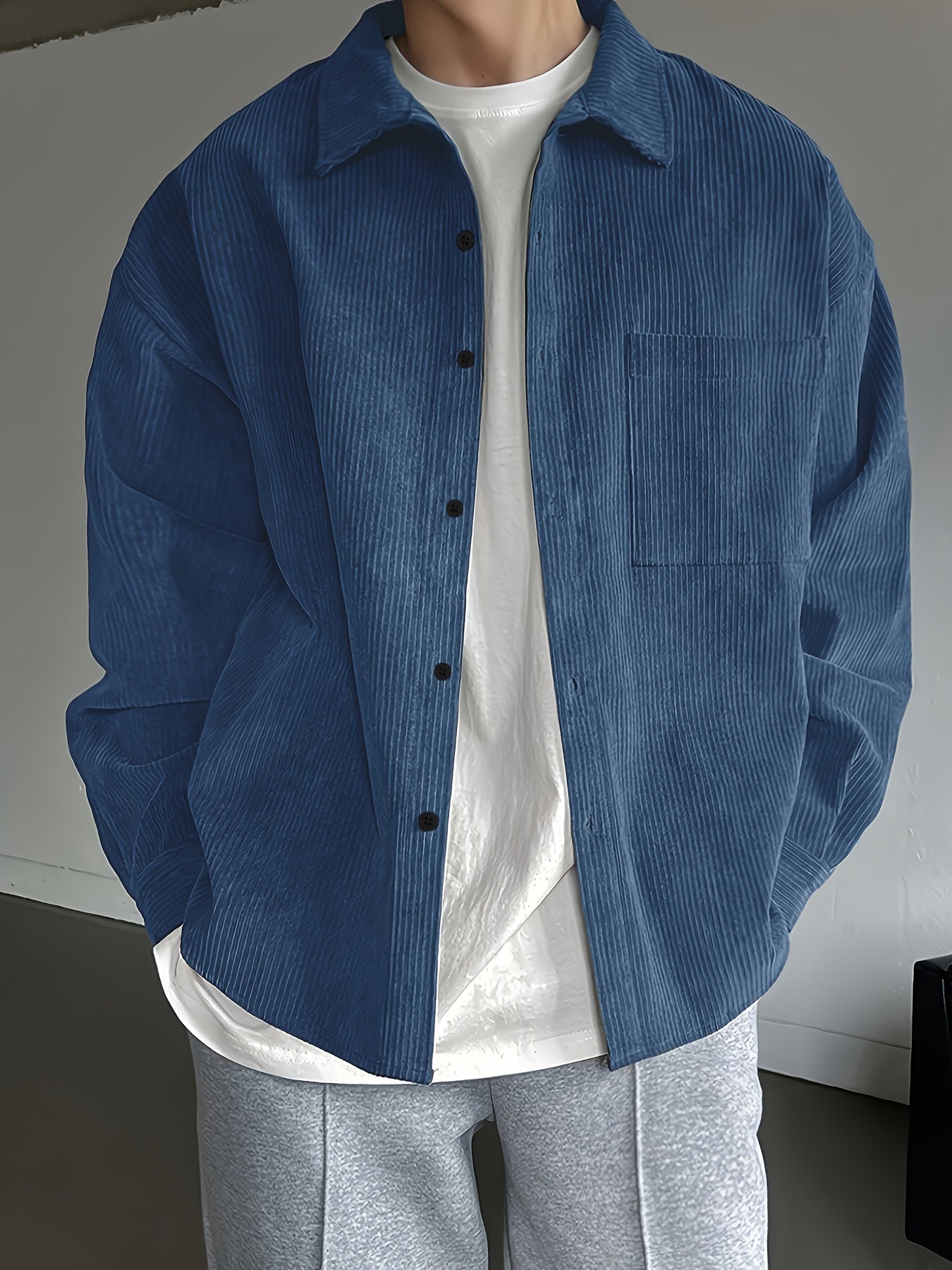 Herren Oversized Cordhemd Casual Streetwear – Lässiges Freizeithemd für Alltag und Trend-Looks