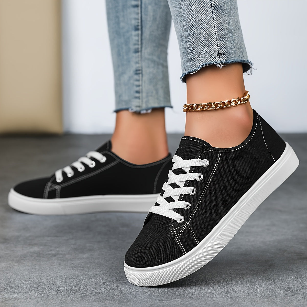 Damen Freizeit-Sneaker mit Schnürung – Bequeme Low-Top Schuhe für Alltag und Freizeit