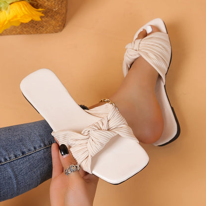 Damen Slip-On Sandalen mit Knoten-Detail – Modische Sommerschuhe für Alltag und Freizeit