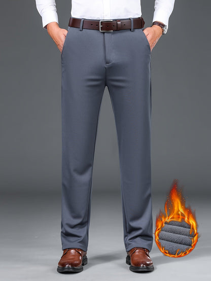 Herren Winterhose Business-Casual mit weichem Futter Grau